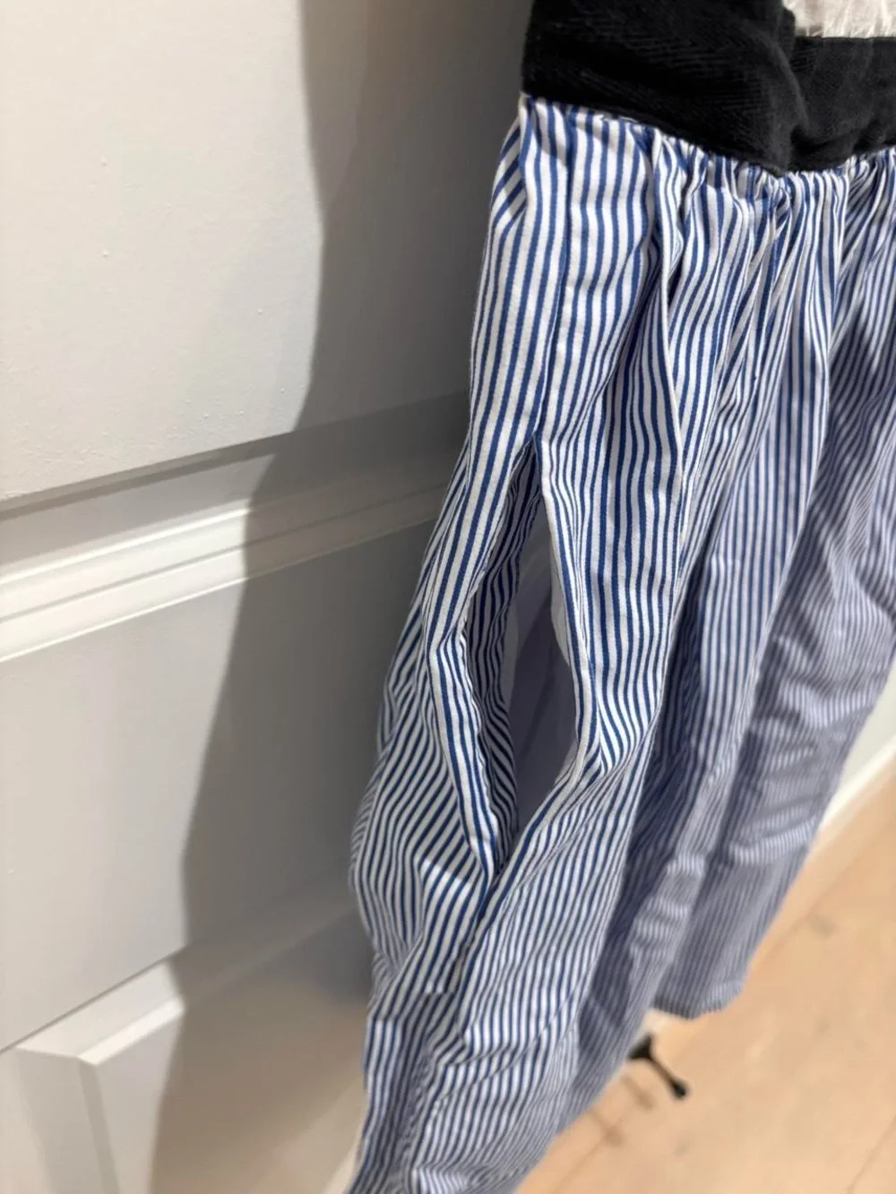 kate spade New York White & Blue Striped Girls' Dress with Black Waistband